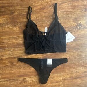 Auden Black Sheer Bra and Panty Set